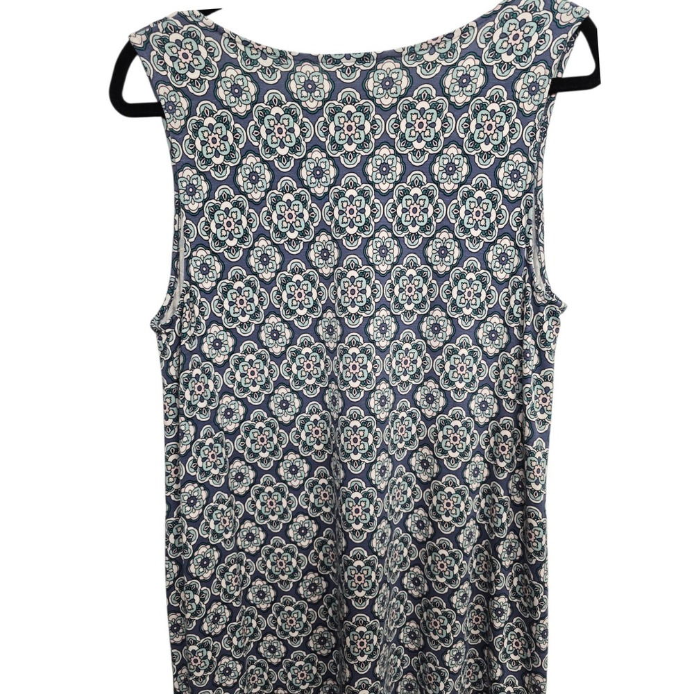 J.Jill Blue Floral Print Dress M Sleeveless Stretch Rayon Casual Boho Lagenlook - Picture 7 of 8